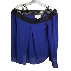 Arteller Nicole Miller Top Wmns Sz P Blue‎ Cutout Strap Off Shoulder modern sexy